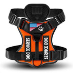 Orange reflective tactical dog harness color variant.