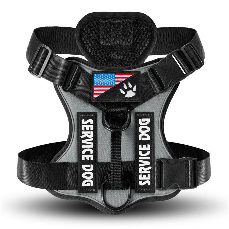 Gray reflective tactical dog harness color variant.