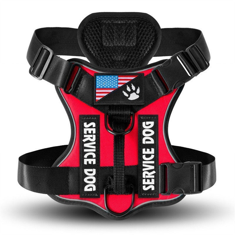 Black and red reflective tactical dog harness color variant.