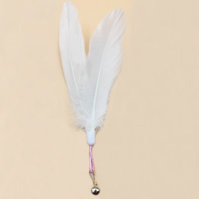 Large white fluffy feather head variant with bell attachment.