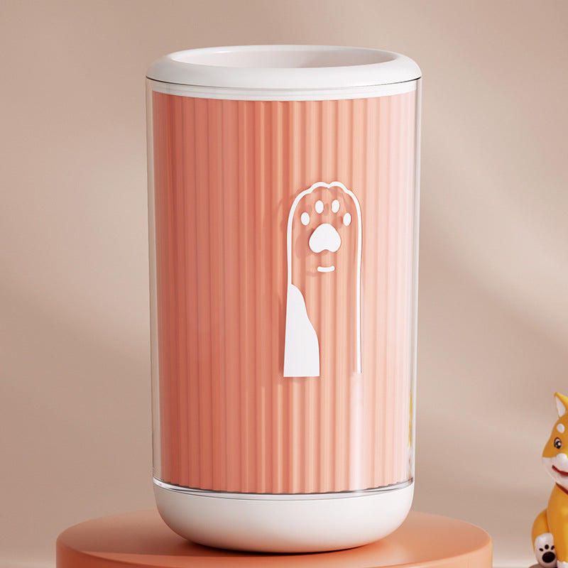Cartoon large orange pet paw cleaning cup