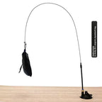 Strong-suction cat teaser variant with black feather and flexible rod.