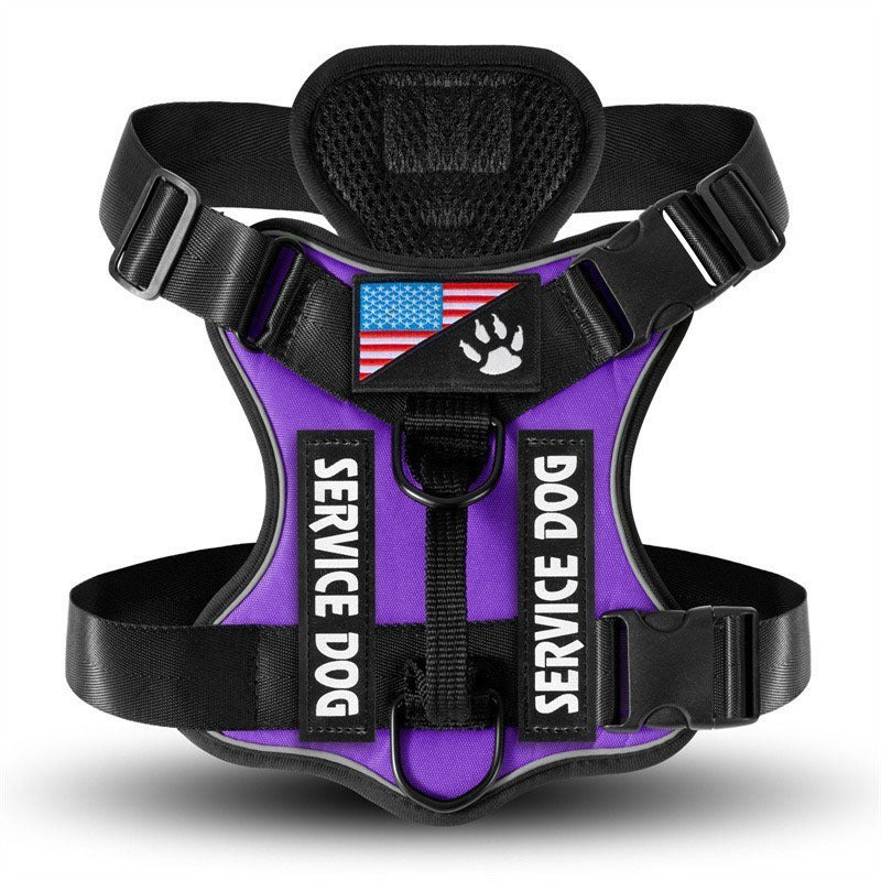 Purple reflective tactical dog harness color variant.