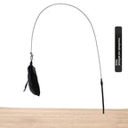 Handheld cat teaser rod variant with black feather.