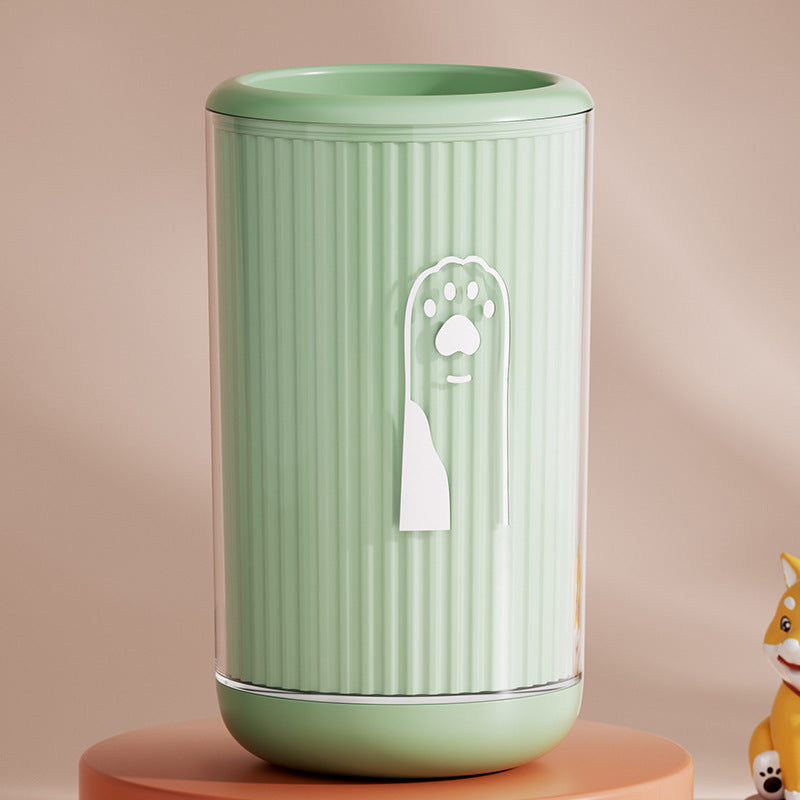 Cartoon large green pet paw cleaning cup