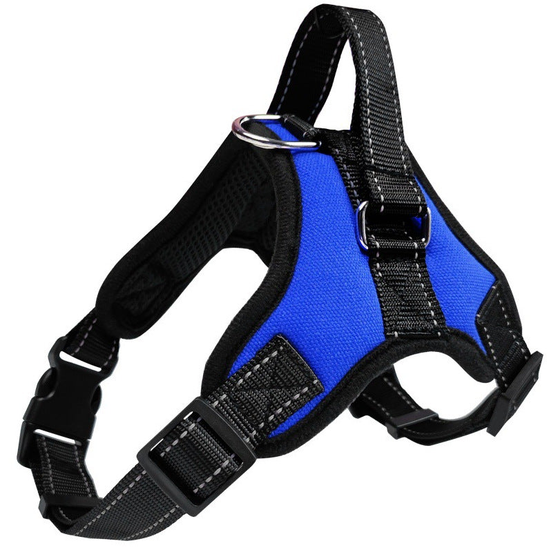 Blue breathable no-pull dog harness variant.