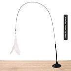 Standard-suction cat teaser variant with white feather and flexible rod.