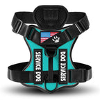 Black and blue reflective tactical dog harness color variant.