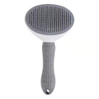 Gray round-head self-cleaning pet grooming brush variant.