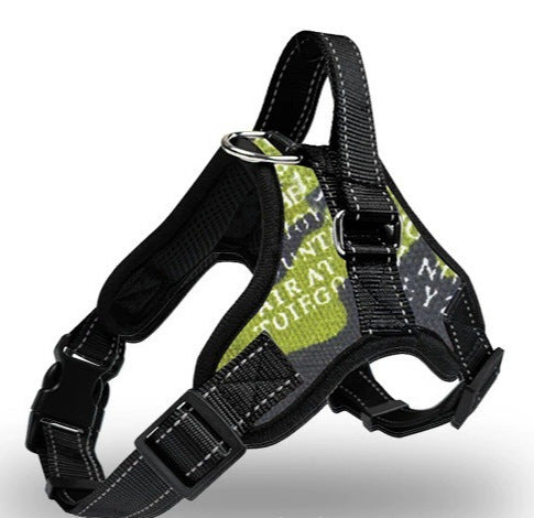 Military green breathable no-pull dog harness variant.