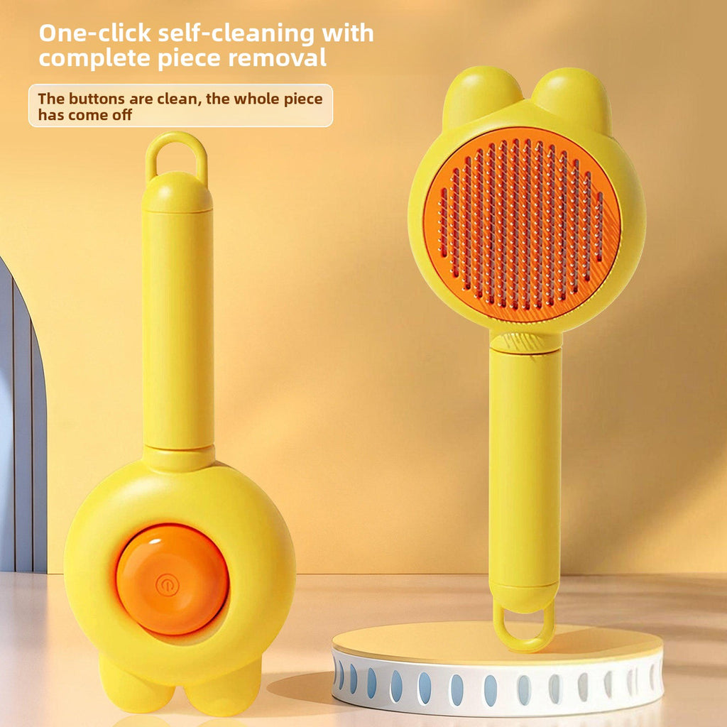 Yellow pet massage and deshedding comb variant.
