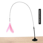 Standard-suction cat teaser variant with pink feather and flexible rod.