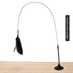 Standard-suction cat teaser variant with black feather and flexible rod.