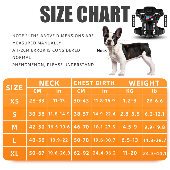 Tactical harness size chart