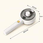 Spray pet grooming comb size guide showing 20.5 cm length, 8.3 cm head diameter, and 6 cm head depth.